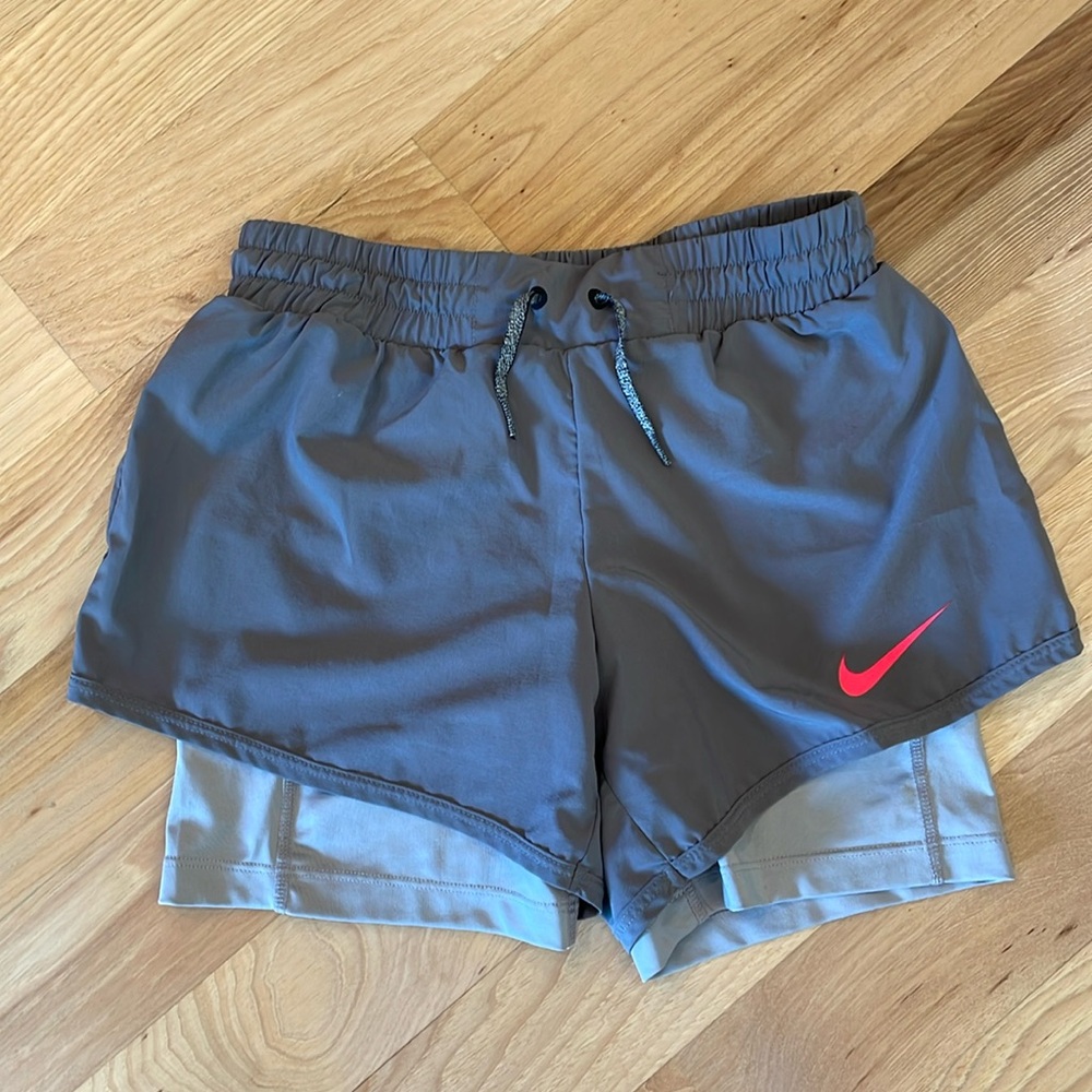 Nike athletic shorts with built-in bike short - size large